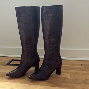 Brown croc effect tall boot from AQUA. 8.5 from Bloomingdale’s